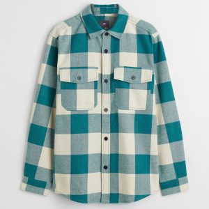 Мужская теплая клетчатая рубашка оверсайз H&M